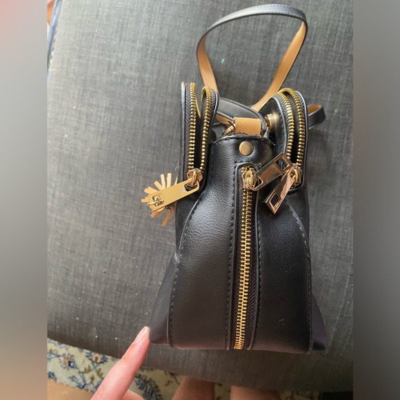 Women's Black Triple Compartment Large Cross Body Bag - Picture 6 of 7